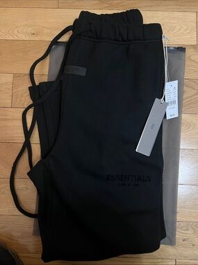 Essentials Men's Black Jogger Sweatpants with Subtle Logo